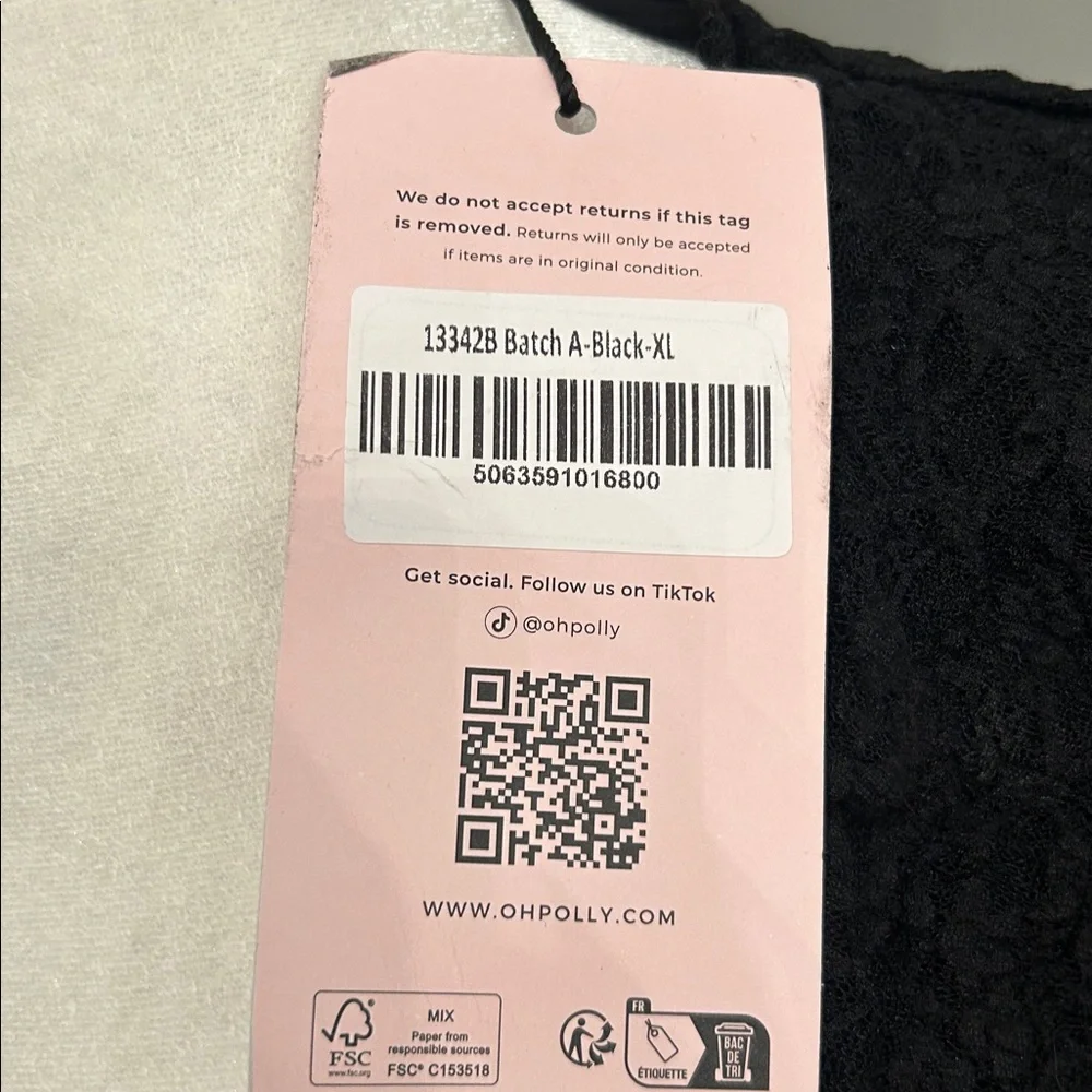 Oh Polly Nara Long-Sleeve Ruffled Lace Mini Dress in Black XL - Picture 6 of 6